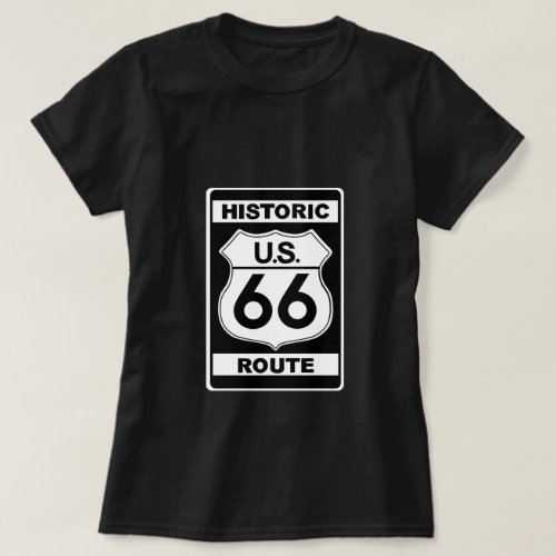Historic Route 66 T_shirt Ladies Black