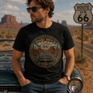 Historic Route 66 Vintage Classic Car Desert T-Shirt