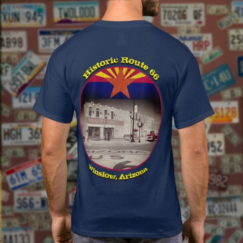 Historic Route 66 Winslow Arizona Back  T_Shirt