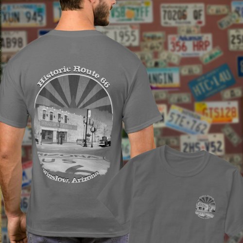Historic Route 66 Winslow Arizona Front Back T_Shirt