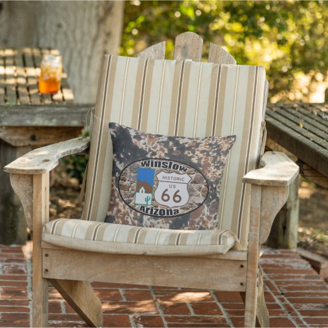 Historic Route 66 ~ Winslow, Arizona Outdoor Pillow (Chair)