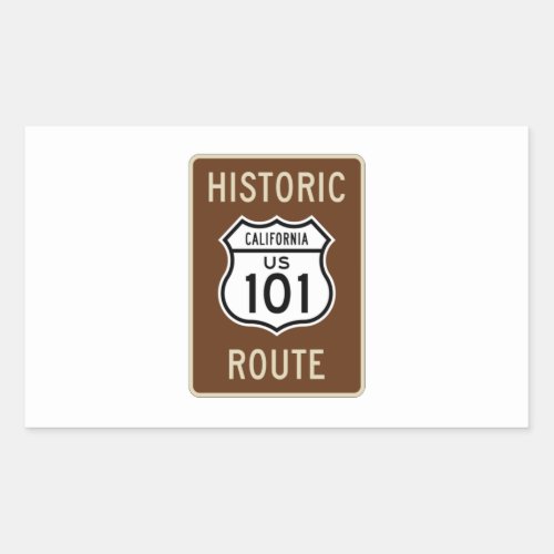 Historic Route US Route 101 California Sign Rectangular Sticker