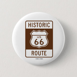 Historic Route US Route 66 (Transportation Sign) Button