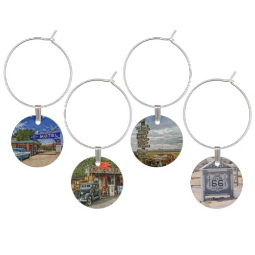 Historic Rt 66 Wine Glass Charm