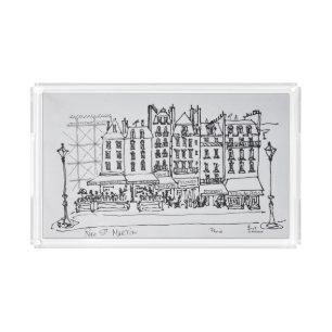 Historic Rue St. Martin, Paris, France Acrylic Tray