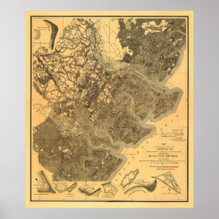 Historic Savannah Georgia Civil War Map Poster