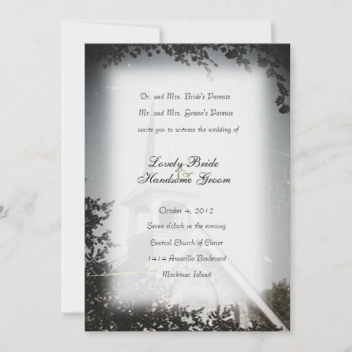 Historic Stone Church Mackinac Wedding Invitation