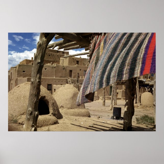 Historic Taos Pueblo as it was in 1938 Poster (Front)