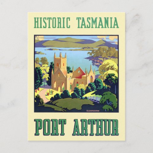 Historic Tasmania Port Arthur Vintage Poster 1930s Postcard