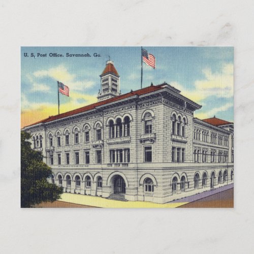 Historic US Post Office Building Savannah GA Postcard