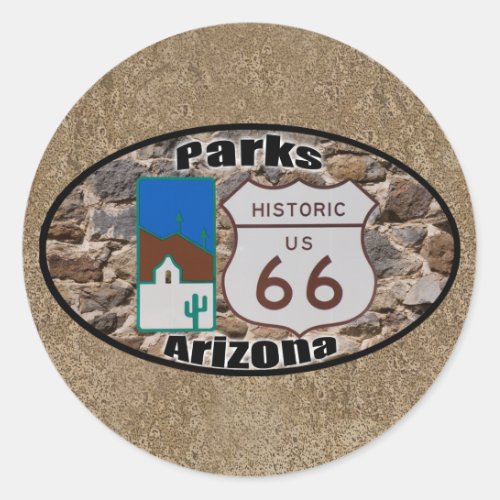 Historic US Route 66 Parks Arizona Classic Round Sticker