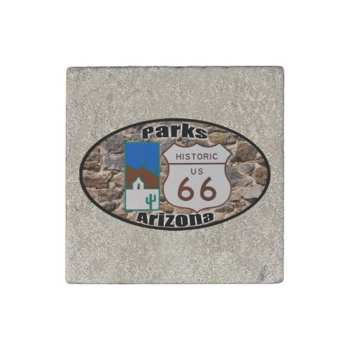 Historic US Route 66 Parks Arizona Stone Magnet