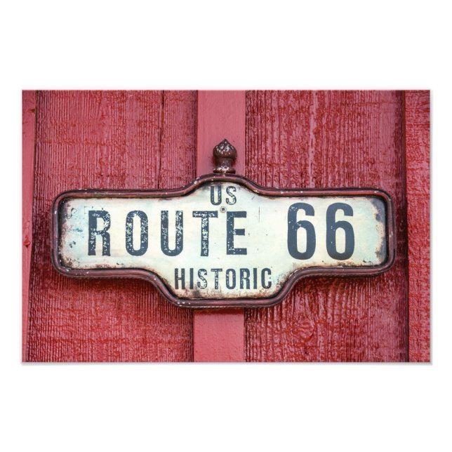 Historic US Route 66 Sign on Red (Front)