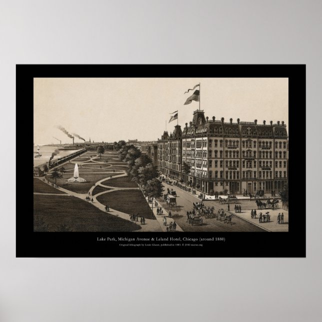 Historic view of Grant Park, Chicago (around 1880) Poster (Front)