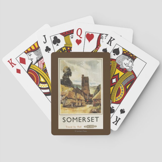 Historic Village Scene British Railway Poster Poker Cards (Back)