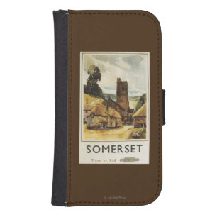Historic Village Scene British Railway Poster Samsung S4 Wallet Case