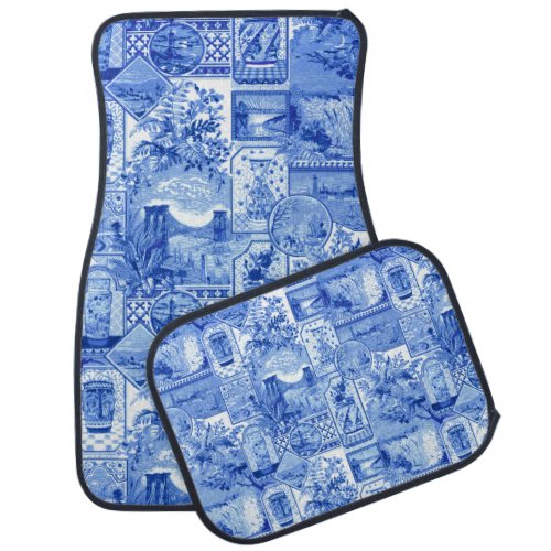 Historic Vintage Blue and White Japonaiserie Car Floor Mat