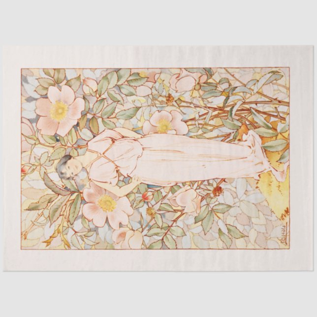 Historic Vintage Nouveau Flower Fairy Tissue Paper (Front)