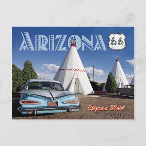 Historic Wigwam Motel Route 66 Arizona Postcard