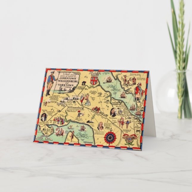 Historic Williamsburg Map Note Card (Front)