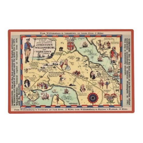 Historic Williamsburg Map  Placemat
