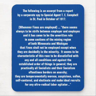 Historical 1917 USA report on Finnish labor issues Mouse Pad