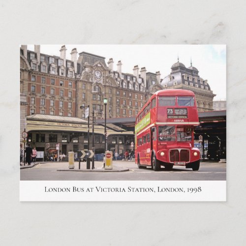 Historical 73 Bus at Victoria Station London 1998 Postcard