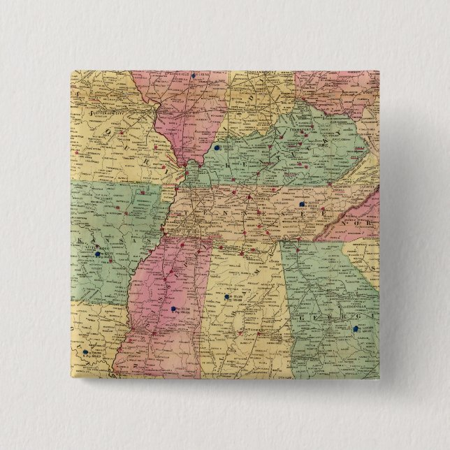 Historical and Military Map of the US Pinback Button (Front)