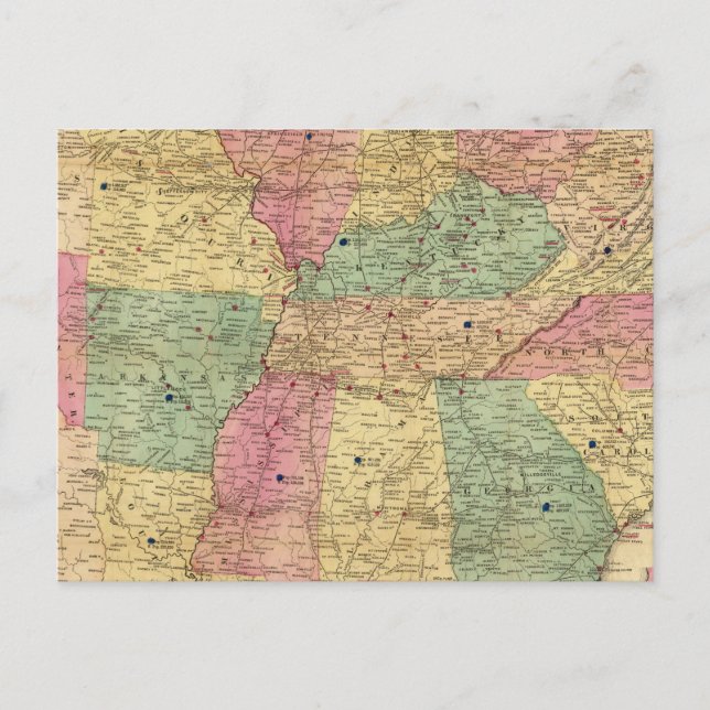 Historical and Military Map of the US Postcard (Front)