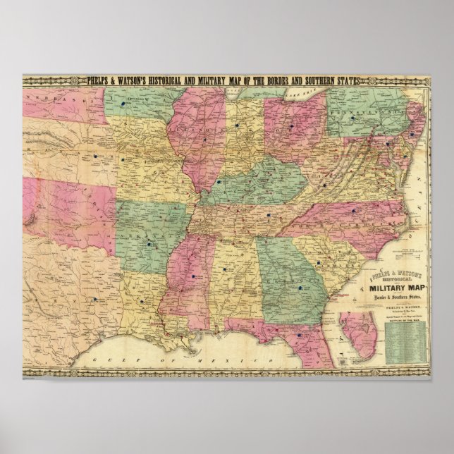 Historical and Military Map of the US Poster (Front)