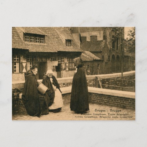 Historical Bruges Gruuthuuse and typical women Postcard