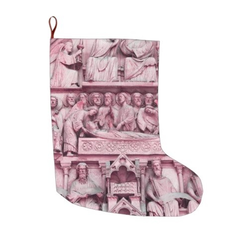 Historical Christian sculptures Notre Dame Paris Large Christmas Stocking