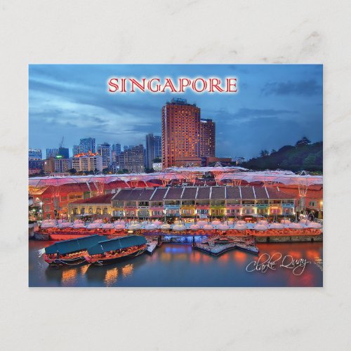 Historical Clarke Quay in Singapore Postcard