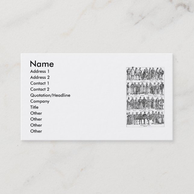 Historical Costumes Business Card (Front)