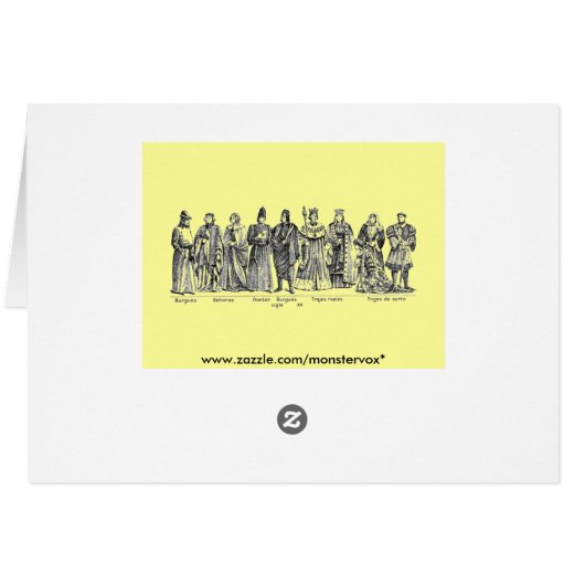 Historical Costumes Greeting/Note Card (Back Horizontal)