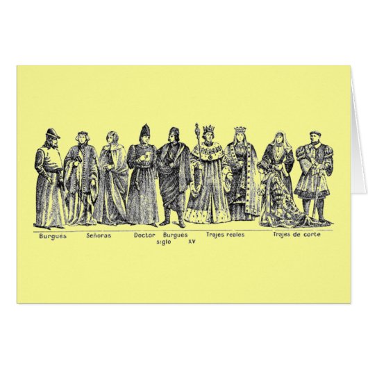 Historical Costumes Greeting/Note Card (Front Horizontal)