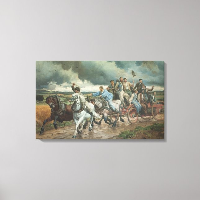 Historical Fire Engine (by Eugène Burnand) Canvas Print (Front)