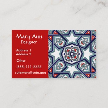 Historical Geometric Tile Pattern Business Card by GrooveMaster at Zazzle