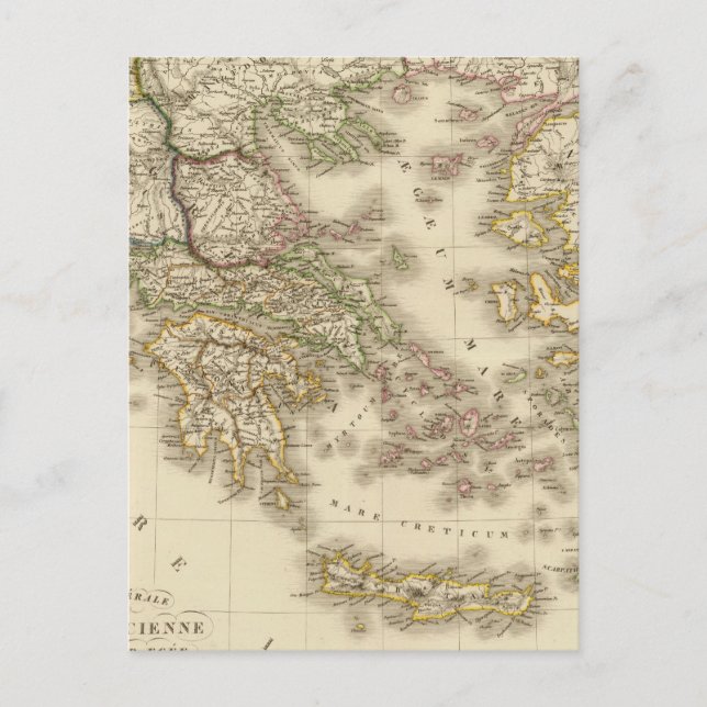 Historical Greece, Paris atlas map Postcard (Front)