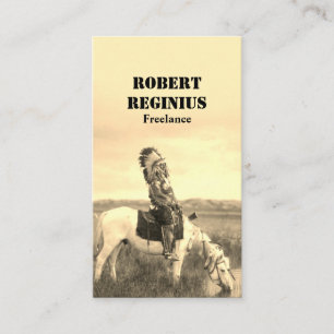 Historical Indian American Chief Sepia Business Card