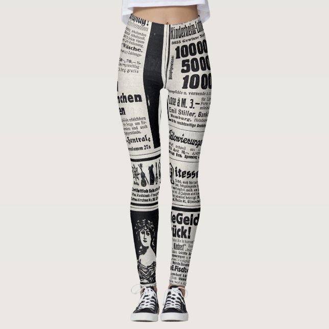 Historical Kiev: 1917 Newspaper Illustration Leggings (Front)