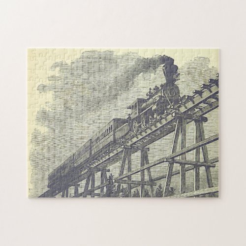 Historical Locomotive Train on a Bridge Puzzle