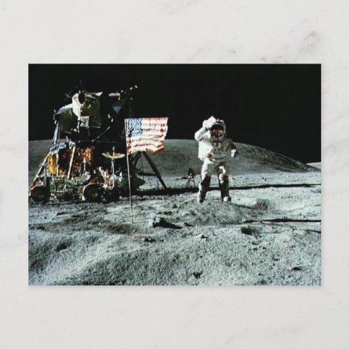 Historical man on the moon postcard
