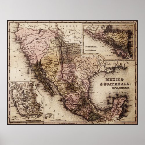 Historical Map Mexico and Guatemala Canvas Print