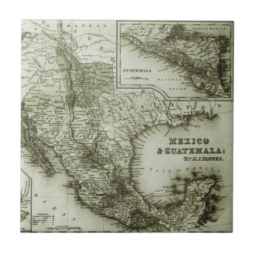 Historical Map Mexico and Guatemala Ceramic Tile