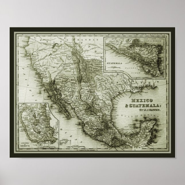 Historical Map Mexico and Guatemala poster/print Poster (Front)