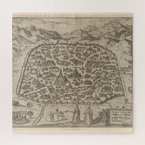 Historical Map of Damascus Syria 1575 Jigsaw Puzzle