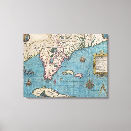 Historical Map of Florida 1591 Canvas Print