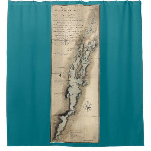 Historical Map of Lake Champlain Vermont Shower Curtain