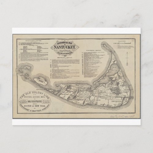 Historical Map of Nantucket Postcard